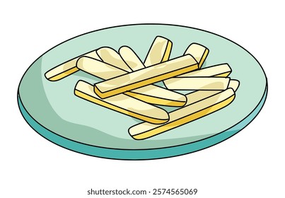 Plate of fried potato chips vector illustration