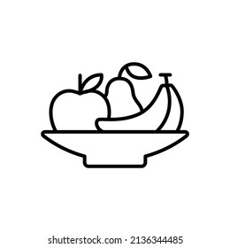 Plate fruit icon. Simple outline style. Vegetable bowl sign, healthy foods diet concept. Thin line vector illustration design isolated. EPS 10.