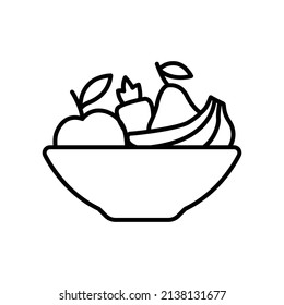 Plate fruit icon. Simple outline style. Vegetable bowl sign, healthy foods diet concept. Thin line vector illustration design isolated. EPS 10.