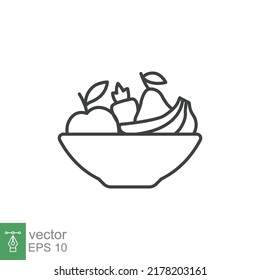 Plate fruit icon. Simple outline style. Vegetable bowl sign, healthy foods diet concept. Thin line vector illustration design isolated. EPS 10.