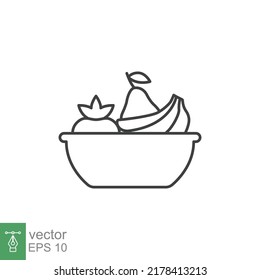 Plate fruit icon. Simple outline style. Vegetable bowl sign, healthy foods diet concept. Thin line vector illustration design isolated. EPS 10.