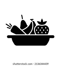 Plate fruit icon. Simple solid style. Vegetable bowl sign, healthy foods diet concept. Vector illustration design isolated. EPS 10.