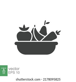 Plate fruit icon. Simple solid style. Vegetable bowl sign, healthy foods diet concept. Vector illustration design isolated. EPS 10.