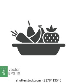 Plate fruit icon. Simple solid style. Vegetable bowl sign, healthy foods diet concept. Vector illustration design isolated. EPS 10.