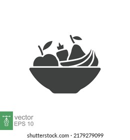 Plate fruit icon. Simple solid style. Vegetable bowl sign, healthy foods diet concept. Vector illustration design isolated. EPS 10.