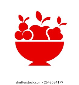 Tafelfrucht-Symbol. Einfacher Stil. Pflanze Schüssel Zeichen, gesunde Lebensmittel Diät-Konzept. Vektorgrafik-Design einzeln