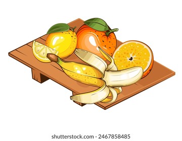 Plate with Fruits. Plate of fruits vector illustration. Organic design concept. Hand Drawn Vector fruits collection. Fruit Plate Isolated. Farm products.