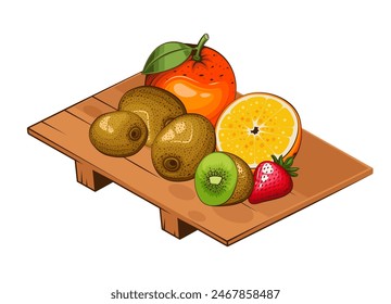 Plate with Fruits. Plate of fruits vector illustration. Organic design concept. Hand Drawn Vector fruits collection. Fruit Plate Isolated. Farm products.
