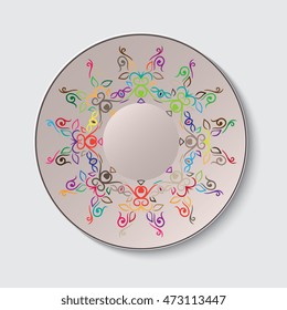 Plate with geometric ornament. Vector illustration