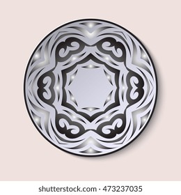 Plate with geometric ornament. Vector illustration