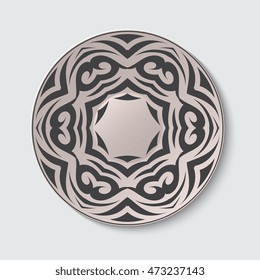 Plate with geometric ornament. Vector illustration