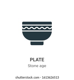 Plate glyph icon vector on white background. Flat vector plate icon symbol sign from modern stone age collection for mobile concept and web apps design.