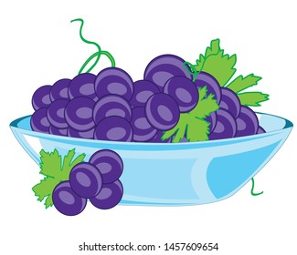 Plate with grape on white background is insulated