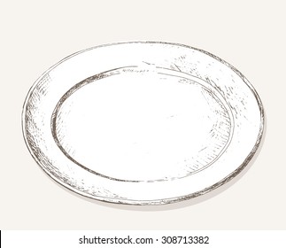 Plate. Hand Drawn Vector