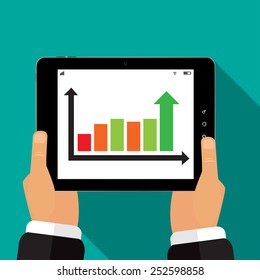 The plate is in the hands of a trader vector illustration