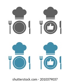 Elementos de diseño de sombrero con un cuchillo de forja de sombrero de sombrero de sombrero de placa. Conjunto de iconos del restaurante.
