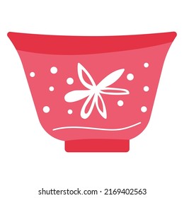 Plate with high sides - flat design style single isolated object. Neat detailed image of utensils for liquid food, eat soup. Decorative kitchen utensil made from clay. Handicraft and pottery idea