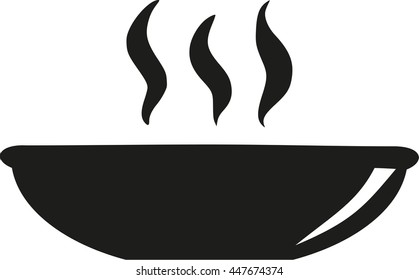 Plate with hot soup icon