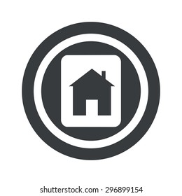 Plate with house image in circle, on black circle, isolated on white