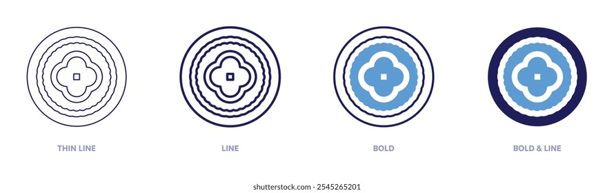 Plate icon in 4 different styles. Thin Line, Line, Bold, and Bold Line. Duotone style. Editable stroke.