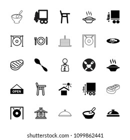 Plate icon. collection of 25 plate filled and outline icons such as dish, porridge, soup, baby chair, fried egg and bacon. editable plate icons for web and mobile.