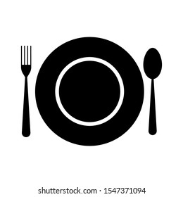 Plate icon. Flat vector illustration in black on white background. EPS 10