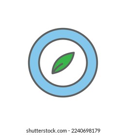 Plate icon illustration with leaf. suitable for vegan icon. Two tone icon style. icon related to fitness.  Simple vector design editable