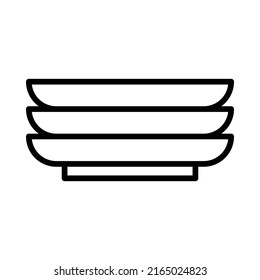Plate Icon. Line Art Style Design Isolated On White Background