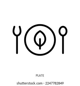 plate icon. Line Art Style Design Isolated On White Background
