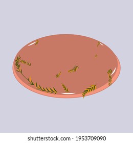 Icono de la placa en el fondo azul. Ilustración creativa. Esbozo colorido. Idea para decoraciones, logo, patrones, papeles, cubiertas, regalos, vacaciones de temporada, cocina y temas de cocina. Arte vectorial aislado.