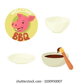 Plate icon set. Cartoon set of plate vector icons for web design isolated on white background