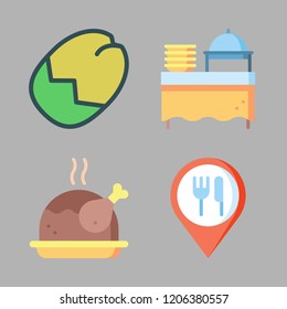 plate icon set. vector set about catering, nuts, food and chicken icons set.