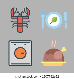 plate icon set. vector set about chicken, lobster, restaurant and dishwasher icons set.