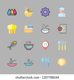 plate icon set. vector set about fishbone, cutlery, printing and food icons set.