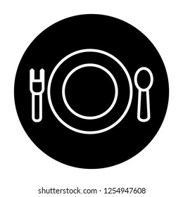 plate icon with spoon and fork best outline style modern and elegance.