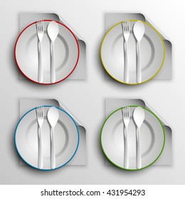 plate icon spoon fork vector icon banner logo