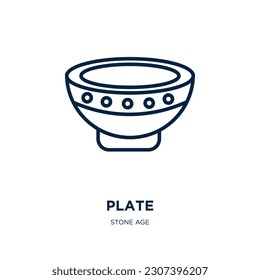 plate icon from stone age collection. Thin linear plate, restaurant, chef outline icon isolated on white background. Line vector plate sign, symbol for web and mobile