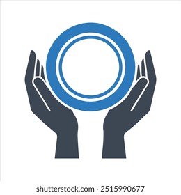Icono de la placa. Dos manos sosteniendo un icono de placa vacía