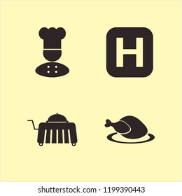 plate icon. plate vector icons set room service, hot chicken, hospital sign and chef