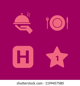 plate icon. plate vector icons set plate folk knife, tray hand, hotel one star and hospital sign