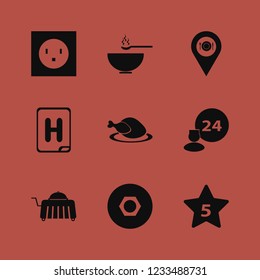 plate icon. plate vector icons set nut, hospital sign, room service and location restaurant