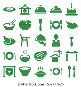 Plate icons set. set of 25 plate filled icons such as plate fork and spoon, dish, gong, porridge, cake with one candle, fried egg and bacon, spoon, fork, soup, house under sun