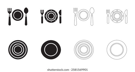 plate icons set in black color simple and clean vector illustration on a white background.
