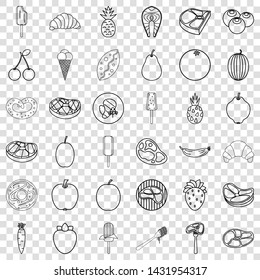 Plate icons set. Outline style of 36 plate vector icons for web for any design
