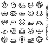 Plate icons set. Outline set of plate vector icons for web design isolated on white background