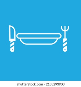 Plate icons set. Outline set of plate vector icons for web design isolated on blue background