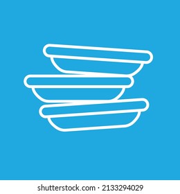 Plate icons set. Outline set of plate vector icons for web design isolated on blue background