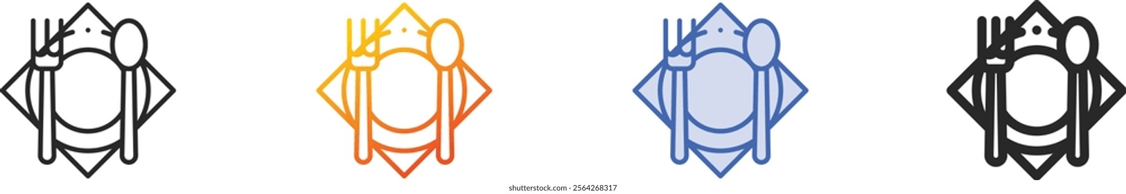 plate icon.Thin Linear, Gradient, Blue Stroke and bold Style Design Isolated On White Background