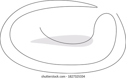Ein Teller. Illustrationen für Web. О eine Zeile. Umriss. Minimalismus.