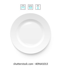Plate isolated. Cutlery items realistic. Plate isolation on a white background . Cutlery object realistic. Plate top view isolated. Plate for dishes